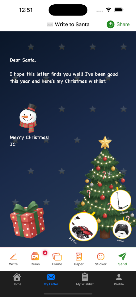 Deer Santa App Letter to Santa - Write magical letters to Santa Claus